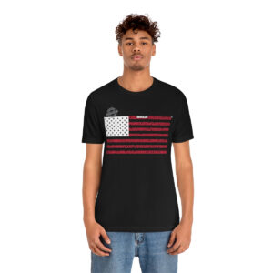 RHODE ISLAND States n Stripes Red+White highlighted Unisex Tee