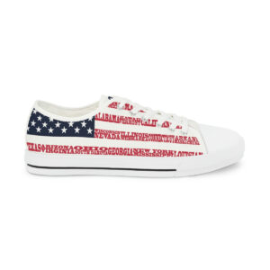 USA States n Stripes Men’s RW&B White Low Top Sneakers