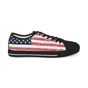 USA States n Stripes Men’s RW&B Black Low Top Sneakers