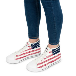 USA States n Stripes Women’s RW&B White High Top Sneakers