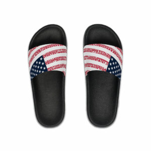 USA States n Stripes Men’s RW&B Black Slide Sandals